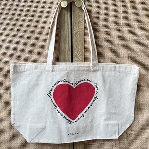 NWOT Sezane red heart canvas tote